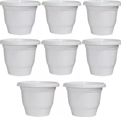 عکس گلدان پلاستیکی سفید