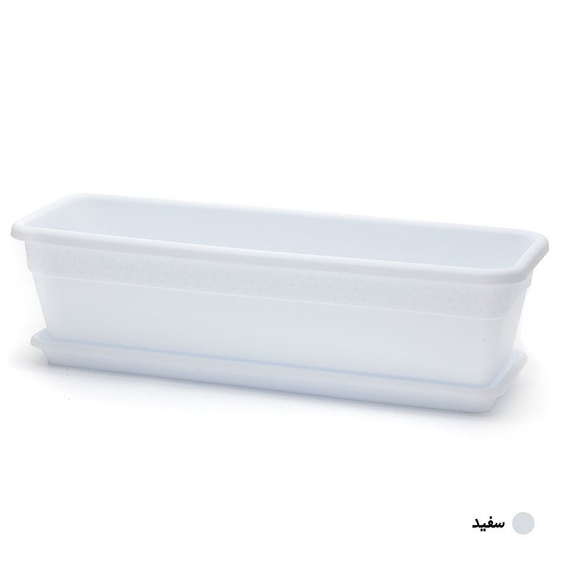 گلدان پلاستیکی سفید مستطیلی 
