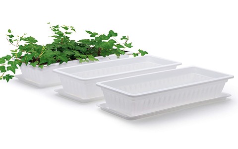 گلدان پلاستیکی سفید مستطیلی 