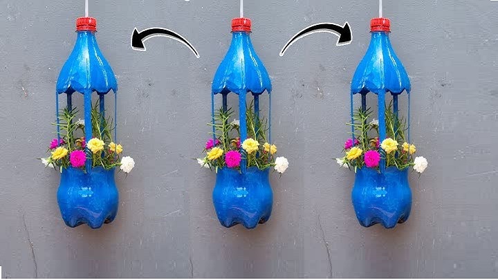 گلدان پلاستیکی با بطری نوشابه